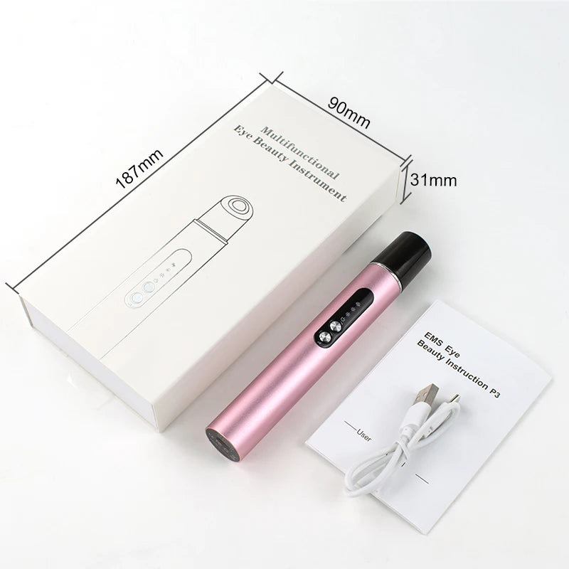 Heated Warm Vibration Eye Face Massager Wand Pen Electric Anti-Aging Firm Skin Tool Home Use Enhances Lip Skin Tightening