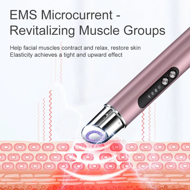 Heated Warm Vibration Eye Face Massager Wand Pen Electric Anti-Aging Firm Skin Tool Home Use Enhances Lip Skin Tightening
