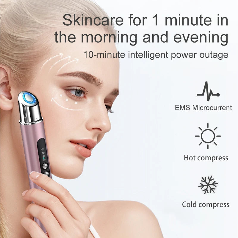 Heated Warm Vibration Eye Face Massager Wand Pen Electric Anti-Aging Firm Skin Tool Home Use Enhances Lip Skin Tightening