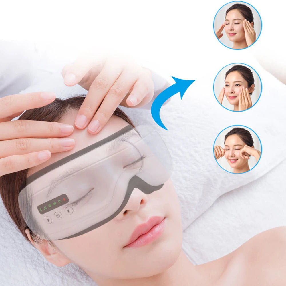 Heated Eye Massager Equipment for Migraines Rechargeable Eye Mask Face Massager Relax & Reduce Eye Bags Improve Sleep